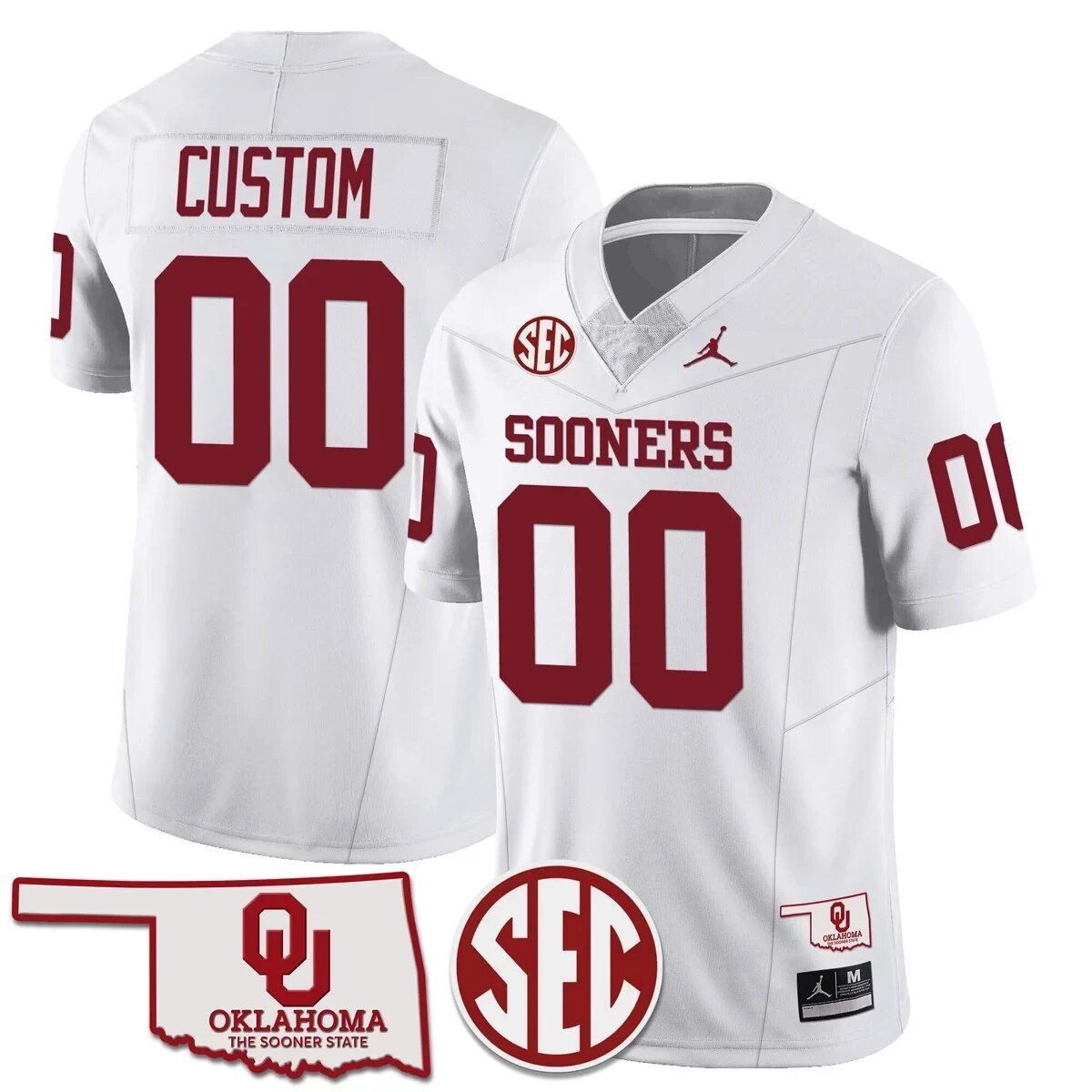 Men Oklahoma Sooners White 2024 SEC Patch Vapor Premier Limited Custom NCAA Jersey->customized nfl jersey->Custom Jersey